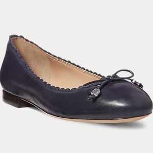 Black Ralph Lauren Glennie Leather Flats - Size 6